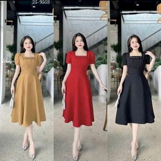 Đầm dự tiệc thiết kế dáng xoè dự tiệc chất liệu cotton lạnh, dáng xoè mềm mại, sang trong,thanh lịch HN85