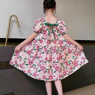 Váy hoa bé gái mùa hè 100% lụa mango cao cấp, mềm mại, Đầm kiểu bé gái tay ngắn dáng xòe - VAY1