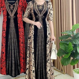 Đầm dạ hội trung niên chất nhũ kim sa phối nhung có lớp lót, đính đá cao câp, co giãn cực tốt cho mẹ dự tiệc sang trọng bigsize cao cấp DN26 Thun Nữ Women Dress