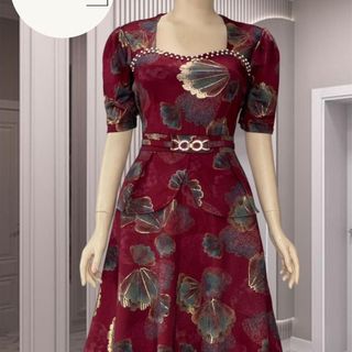 Đầm trung niên chất thun nhũ ánh kim co giãn cho mẹ dự tiệc sang trọng bigsize cao cấp DN23 Nữ Kim Tuyến