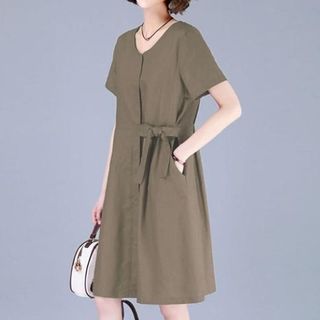 Đầm trung niên sang trong chất đũi Hàn Châu bigsize cao cấp cho mẹ dự tiệc dáng suông đẹp D215 Nữ Dress