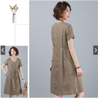 Đầm trung niên sang trong chất đũi Hàn Châu bigsize cao cấp cho mẹ dự tiệc dáng suông đẹp D215 Nữ Dress