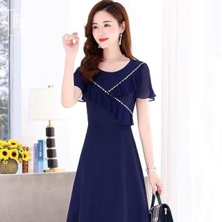 Váy trung niên WOBE cho mẹ sang trọng bigsize cao cấp dự tiệc thiết kế dáng xòe HN23