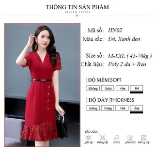 Váy đầm trung niên cho mẹ bigsize cao cấp dự tiệc sang trọng, thiết kế phối ren thanh lịch- HN02 Nữ Women