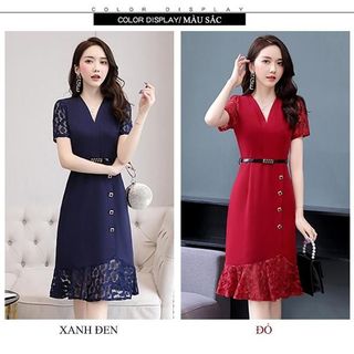 Váy đầm trung niên cho mẹ bigsize cao cấp dự tiệc sang trọng, thiết kế phối ren thanh lịch- HN02 Nữ Women