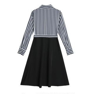 Váy trung niên tay dài sang trọng phong cách công sở bigsize cao cấp dự tiệc thiết kế dáng xòe đẹp L58 Nữ Dress