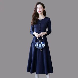 Đầm trung niên sang trong dự tiệc cho mẹ trẻ trung cao cấp bigsize phong cách Hàn Quốc dáng suông WOBE - L144 Nữ Dress