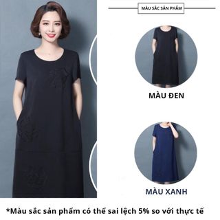 Đầm trung niên sang trong phong cách Hàn Châu bigsize cao cấp cho mẹ dự tiệc dáng suông đẹp D256 Nữ Dress