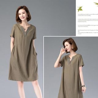 Đầm trung niên sang trong phong cách Hàn Châu bigsize cao cấp cho mẹ dự tiệc dáng suông đẹp - D182 Nữ Dress