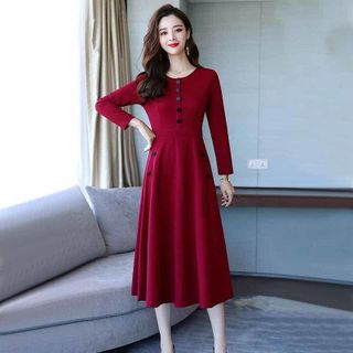 Đầm trung niên sang trong dự tiệc cho mẹ trẻ trung cao cấp bigsize phong cách Hàn Quốc dáng suông WOBE - L144 Nữ Dress