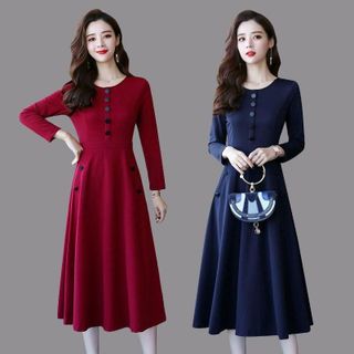 Đầm trung niên sang trong dự tiệc cho mẹ trẻ trung cao cấp bigsize phong cách Hàn Quốc dáng suông WOBE - L144 Nữ Dress