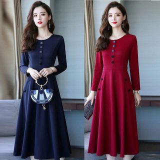 Đầm trung niên sang trong dự tiệc cho mẹ trẻ trung cao cấp bigsize phong cách Hàn Quốc dáng suông WOBE - L144 Nữ Dress