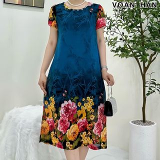 ĐẦM TRUNG NIÊN DỰ TIỆC, CHẤT VOAN DÁNG SUÔNG CHE KHUYẾT ĐIỂM TỐT FREESIZE DƯỚI 75KG Nữ Women