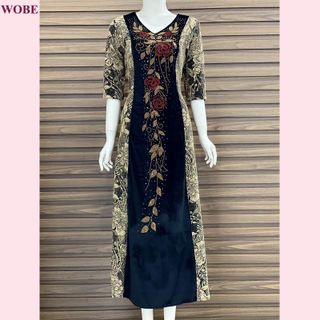 Đầm dạ hội trung niên chất nhũ kim sa co giãn cực tốt cho mẹ dự tiệc sang trọng bigsize DN17