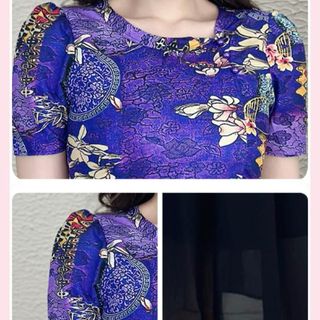 Đầm trung niên WOBE cho mẹ bigsize cao cấp dự tiệc sang trọng thiết kế dáng xoè đẹp P10 TÍM Nữ Dress