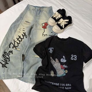 Áo Phông In Hoạt Hình Form Rộng Dấu Quần Cao Cấp – Áo Thun Form Oversize Cotton Mịn Tôn Dáng – Phong Cách Trẻ Trung Sang Xịn