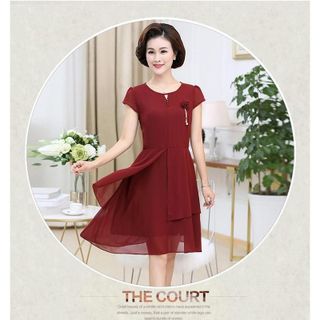 Đầm trung niên dự tiệc sang trọng cho mẹ bigsize phong cách Hàn Châu cao cấp che khuyết điểm đẹp L04 Nữ Dress