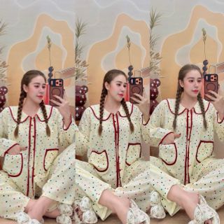 Bộ Đồ Dài Coton chấm bi baby siêu mát. Nhận xsanr xuất trên 300bo/mẫu ( Hàng Giá Tận Xưởng )