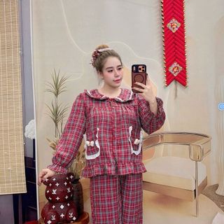 Đồ bộ dài baby nơ caro , Nhận sản xuất từ 300bo/kieu