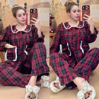 Đồ bộ dài baby nơ caro , Nhận sản xuất từ 300bo/kieu