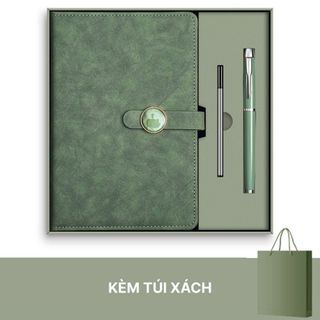 Set quà tặng gồm sổ tay A79 màu loang, bút ký hộp kèm túi đựng