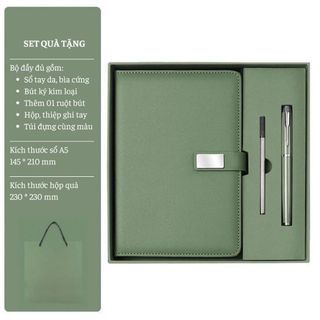 Quà tốt nghiệp sổ tay A5 và bút ký gồm hộp và túi đựng cao cấp