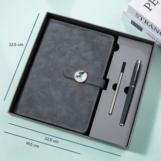 Set quà tặng gồm sổ tay A79 màu loang, bút ký hộp kèm túi đựng