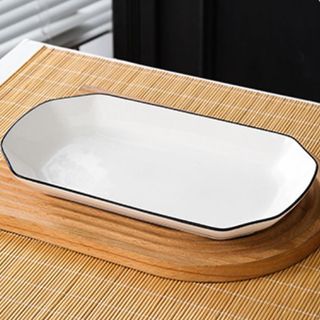 Đĩa Xoài Vát 27cm Sọc Trắng Viền Đen ( THÙNG 40C )