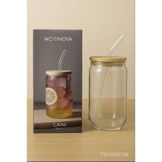 Lọ Thủy Tinh Nắp Gỗ Kèm Ống Hút ( THÙNG 48C )