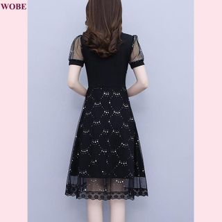 Đầm trung niên WOBE cho mẹ bigsize cao cấp dự tiệc sang trọng thiết kế dáng xoè đẹp HN15