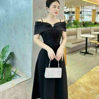 Đầm dự tiệc thiết kế dáng xoè dự tiệc chất liệu Umi co giãn phối voan, mềm mại, sang trong,thanh lịch N19