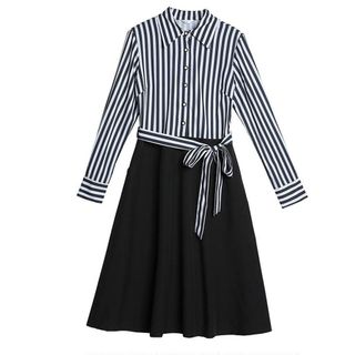 Váy trung niên tay dài sang trọng phong cách công sở bigsize cao cấp dự tiệc thiết kế dáng xòe đẹp L58 Nữ Dress