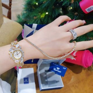 SET ĐỒNG HỒ NỮ CHÍNH HÃNG FUNMEI F2053 ĐÍNH XOÀN KÈM DÂY CHUYỀN FULLBOX