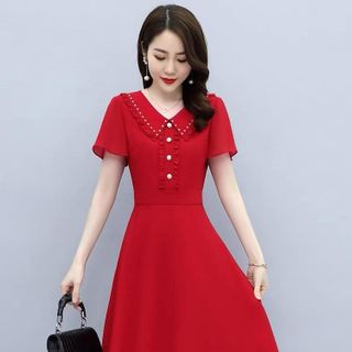Váy trung niên cho mẹ sang trọng bigsize cao cấp dự tiệc thiết kế dáng xòe HN22 Nữ Dress