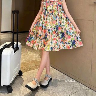 Váy hoa bé gái 100% lụa mango cao cấp, mềm mại, Đầm kiểu bé gái tay ngắn dáng xòe,lưng chun - VAY6