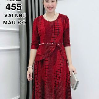 Đầm dạ hội trung niên dự tiệc sang trọng vải kim tuyến nhũ kim sa tặng mẹ co giãn bigsize 80kg DN21 Nữ Dress