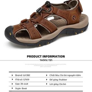 Dép Xăng Đan Nam Da Bò Quai Ngang Đế Cao Su Bền Đẹp Mẫu Mới Sandal Đế Bằng GN09