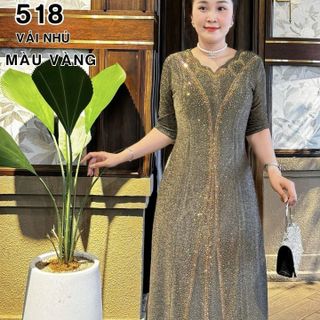 Đầm dạ hội trung niên chất nhũ 2 lớp, đính đá cao cấp, co giãn cực tốt cho mẹ dự tiệc sang trọng bigsize DN25 Nữ Dress Women