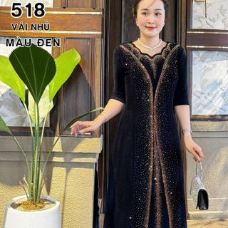 Đầm dạ hội trung niên chất nhũ 2 lớp, đính đá cao cấp, co giãn cực tốt cho mẹ dự tiệc sang trọng bigsize DN25 Nữ Dress Women