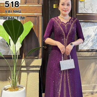 Đầm dạ hội trung niên chất nhũ 2 lớp, đính đá cao cấp, co giãn cực tốt cho mẹ dự tiệc sang trọng bigsize DN25 Nữ Dress Women