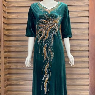 Đầm dạ hội trung niên chất Nhung co giãn cực tốt cho mẹ dự tiệc sang trọng bigsize cao cấp DN16 Nữ Dress Women