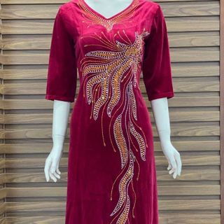 Đầm dạ hội trung niên chất Nhung co giãn cực tốt cho mẹ dự tiệc sang trọng bigsize cao cấp DN16 Nữ Dress Women