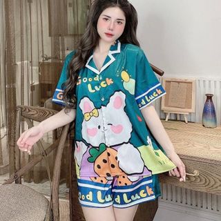 Đồ bộ mặc nhà pijama nữ chất liệu lụa xước cao cấp, mềm mại, FREESIZE 50-80KG