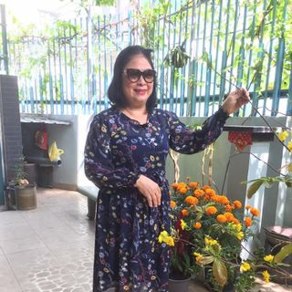 Đầm trung niên dự tiệc tay dài phối hoa sang trong phong cách Hàn Quốc cho mẹ trẻ đẹp bigsize L78