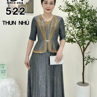Đầm dạ hội trung niên chất thun nhũ có lớp lót, co giãn cực tốt cho mẹ dự tiệc sang trọng bigsize cao cấp M522 Nữ Dress