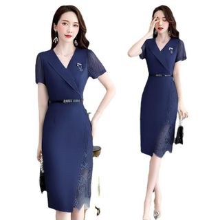 Đầm dự tiệc cổ vest phối ren sang trọng phong cách Hàn Quốc trẻ trung hiện đại hợp xu hướng HN01 Kem Nữ