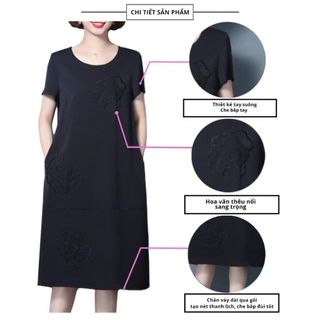 Đầm trung niên sang trong phong cách Hàn Châu bigsize cao cấp cho mẹ dự tiệc dáng suông đẹp D256 Nữ Dress
