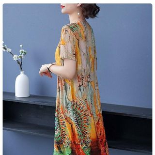 Đầm trung niên sang trọng cho mẹ bigsize phong cách Quảng Châu thiết kế dáng suông đẹp cao cấp dự tiệc