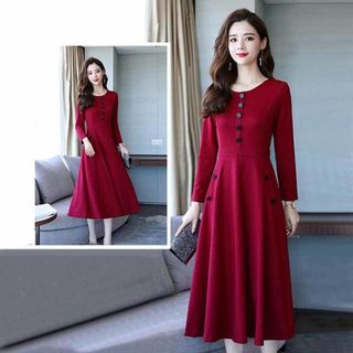Đầm trung niên sang trong dự tiệc cho mẹ trẻ trung cao cấp bigsize phong cách Hàn Quốc dáng suông WOBE - L144 Nữ Dress