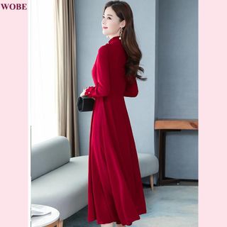 Váy trung niên cho mẹ sang trọng bigsize cao cấp dự tiệc thiết kế dáng xòe HN20